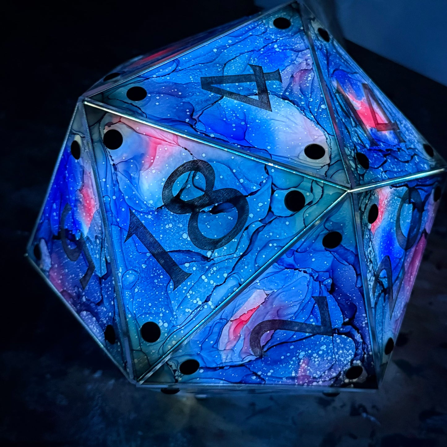Galaxy: A Handpainted D20 Driftglobe Lamp