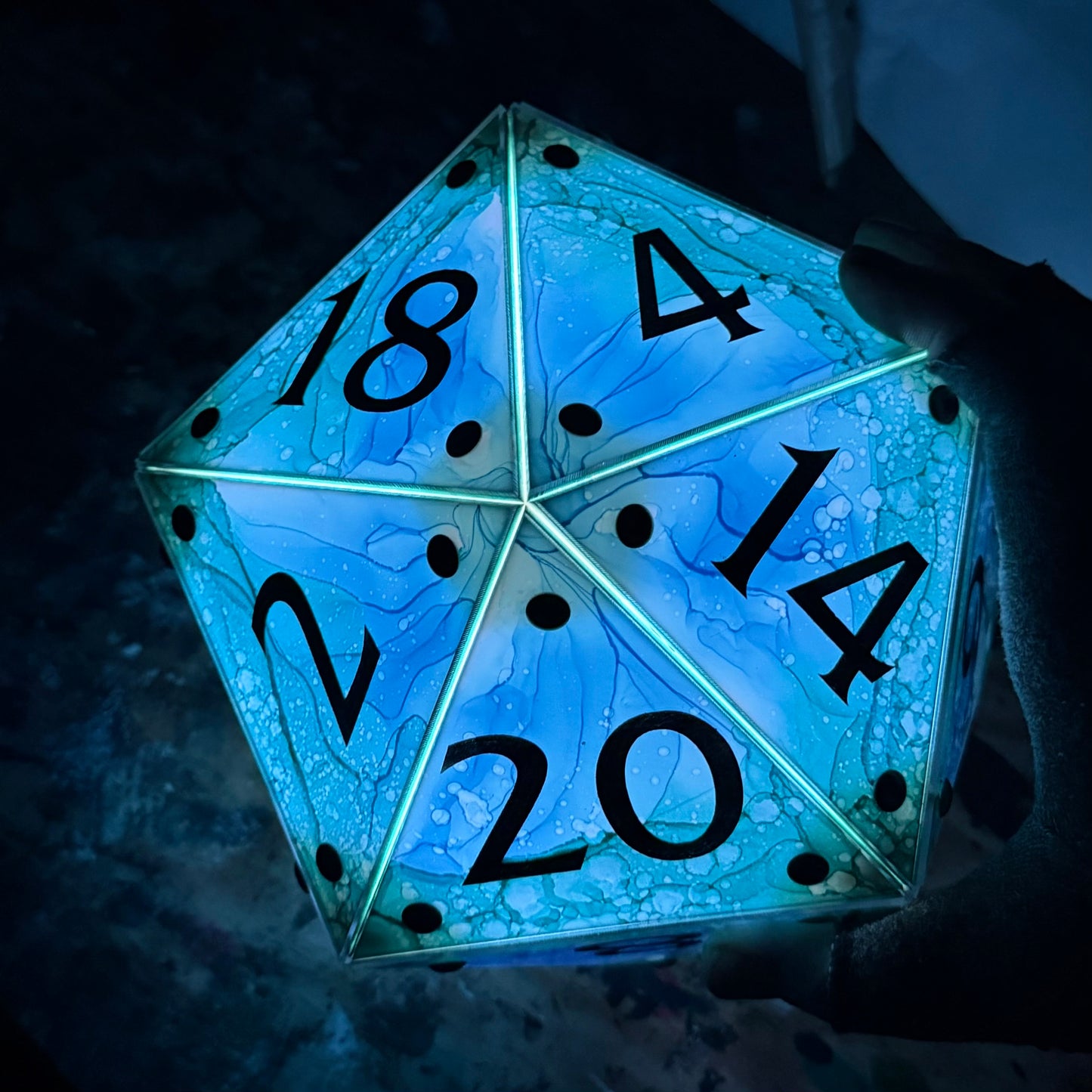 Undertow: A Handpainted D20 Driftglobe Lamp