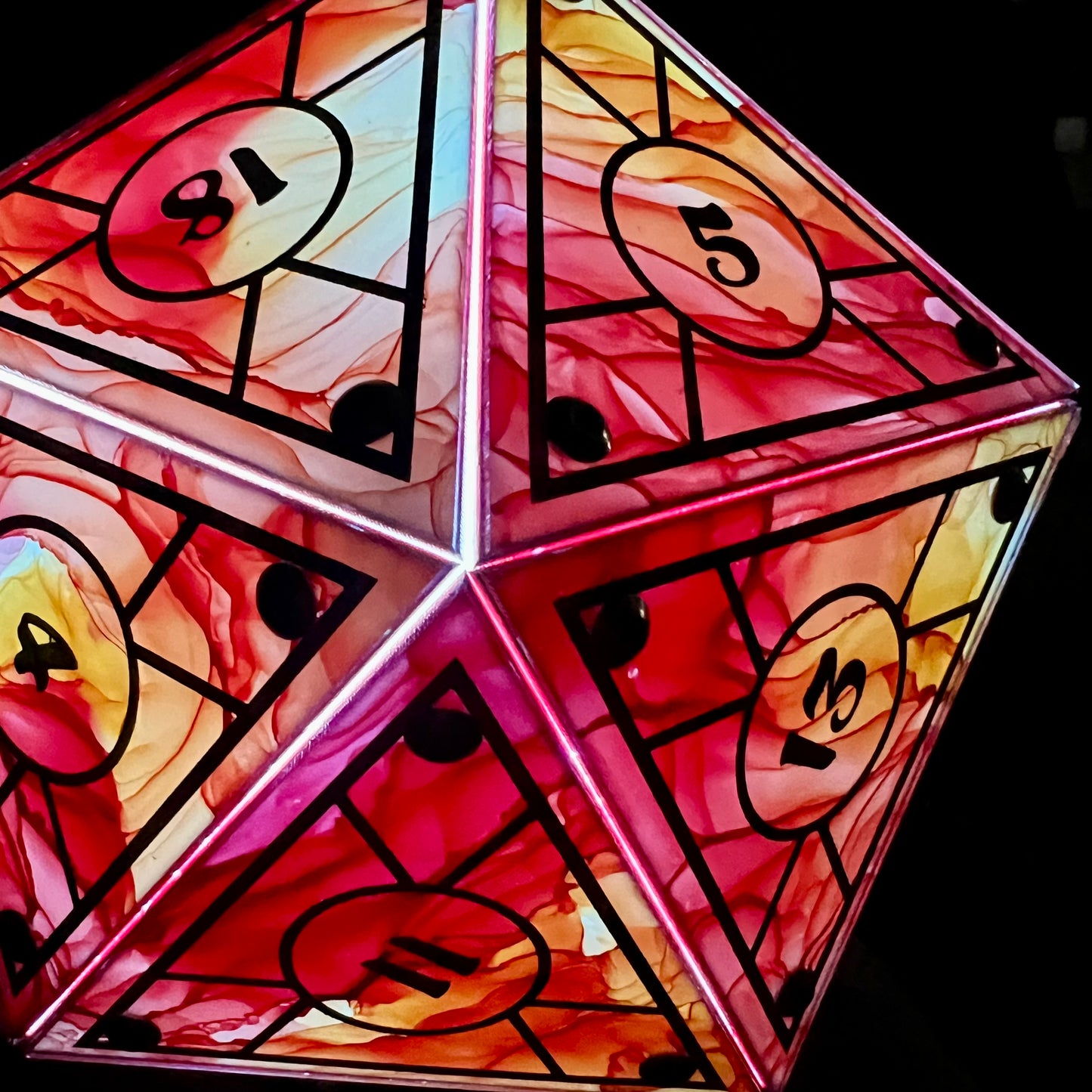 Dragon Flame: A Handpainted D20 Driftglobe Lamp