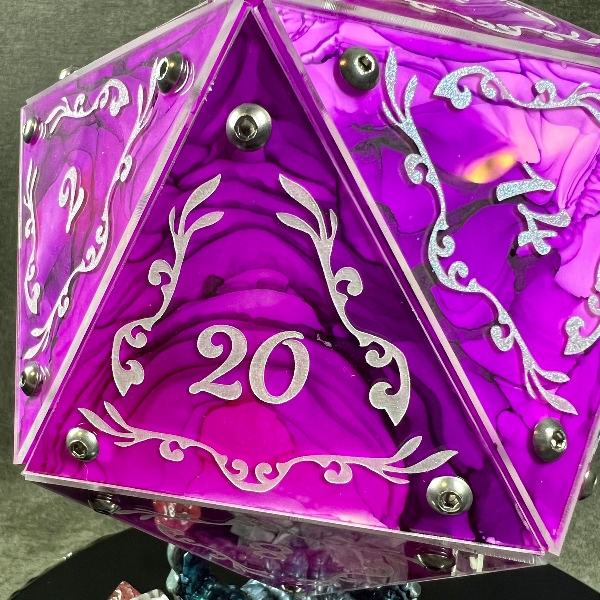 Fairy Fountain A Handpainted D20 Driftglobe Lamp Works of Whimsy Studios