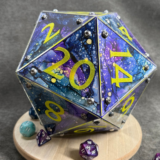 Circle of Stars: A Handpainted D20 Driftglobe Lamp