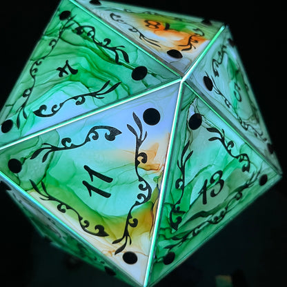 Entangle: A Handpainted D20 Driftglobe Lamp