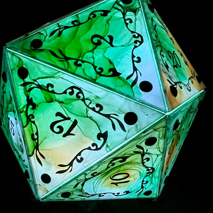 Entangle: A Handpainted D20 Driftglobe Lamp