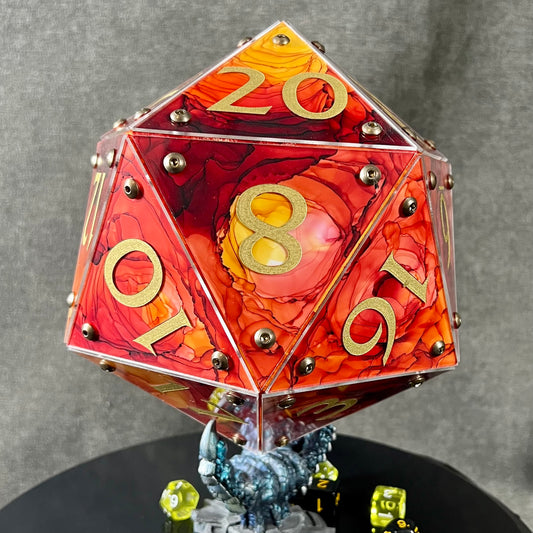 Fire Shield: A Handpainted D20 Driftglobe Lamp