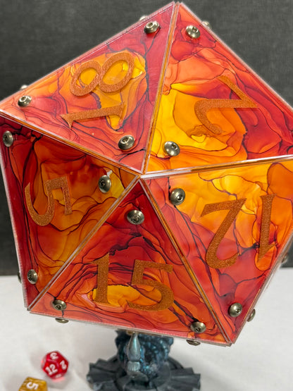 Hearth: A Handpainted D20 Driftglobe Lamp