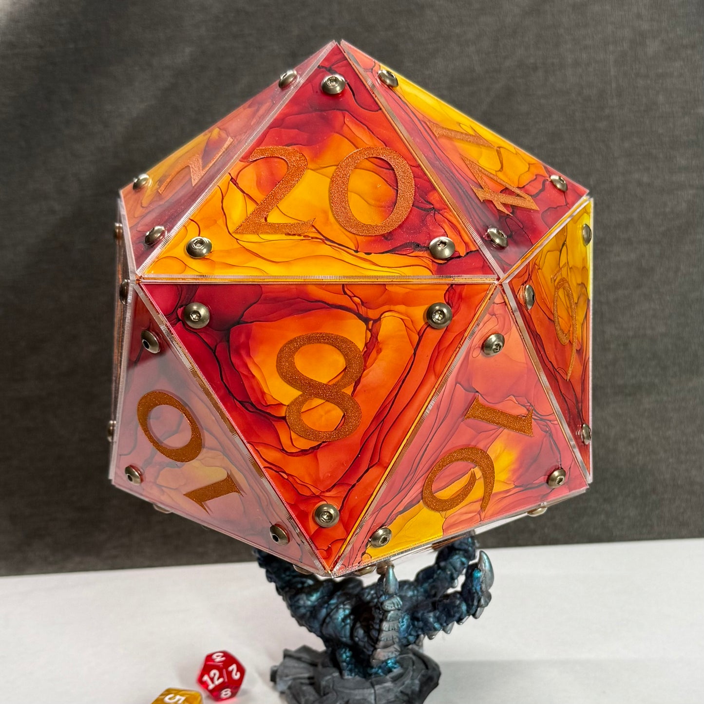 Hearth: A Handpainted D20 Driftglobe Lamp