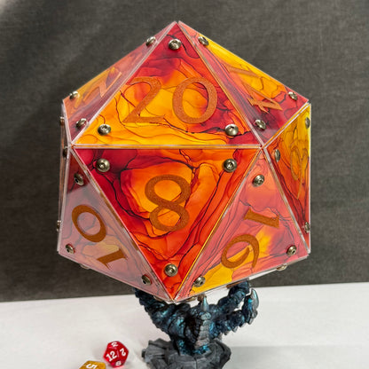 Hearth: A Handpainted D20 Driftglobe Lamp