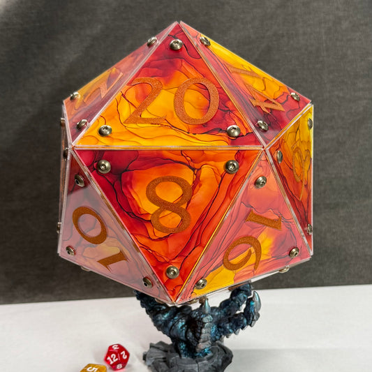 Hearth: A Handpainted D20 Driftglobe Lamp
