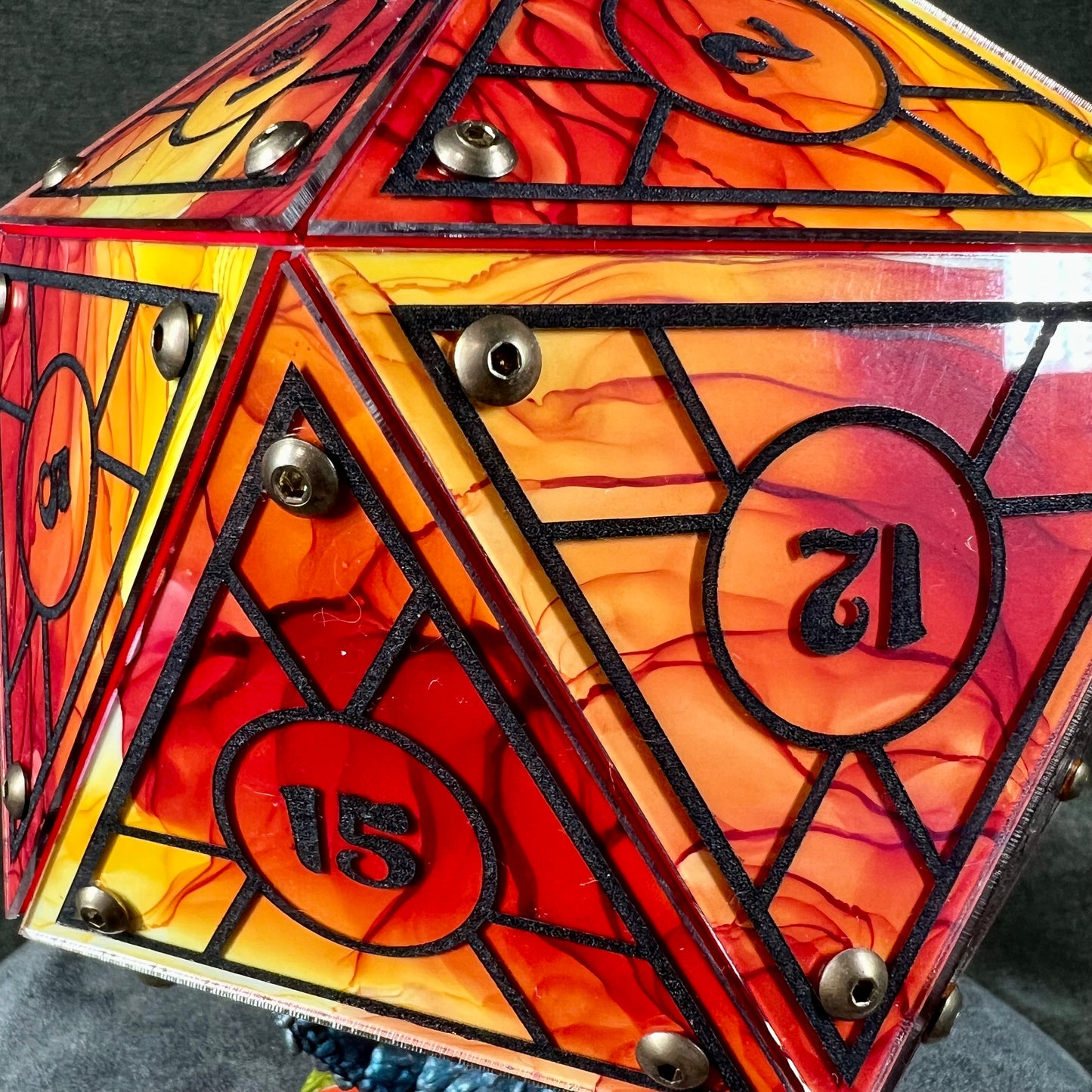 Dragon Flame: A Handpainted D20 Driftglobe Lamp