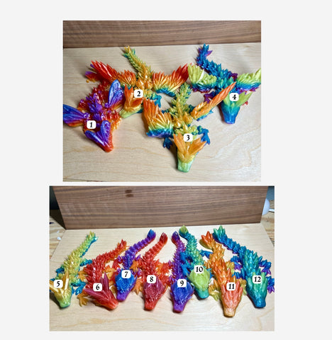 3D printed Dragons- rainbow!