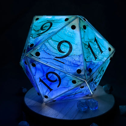 Circle of the Sea: A Handpainted D20 Driftglobe Lamp