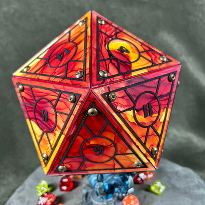 Dragon Flame: A Handpainted D20 Driftglobe Lamp