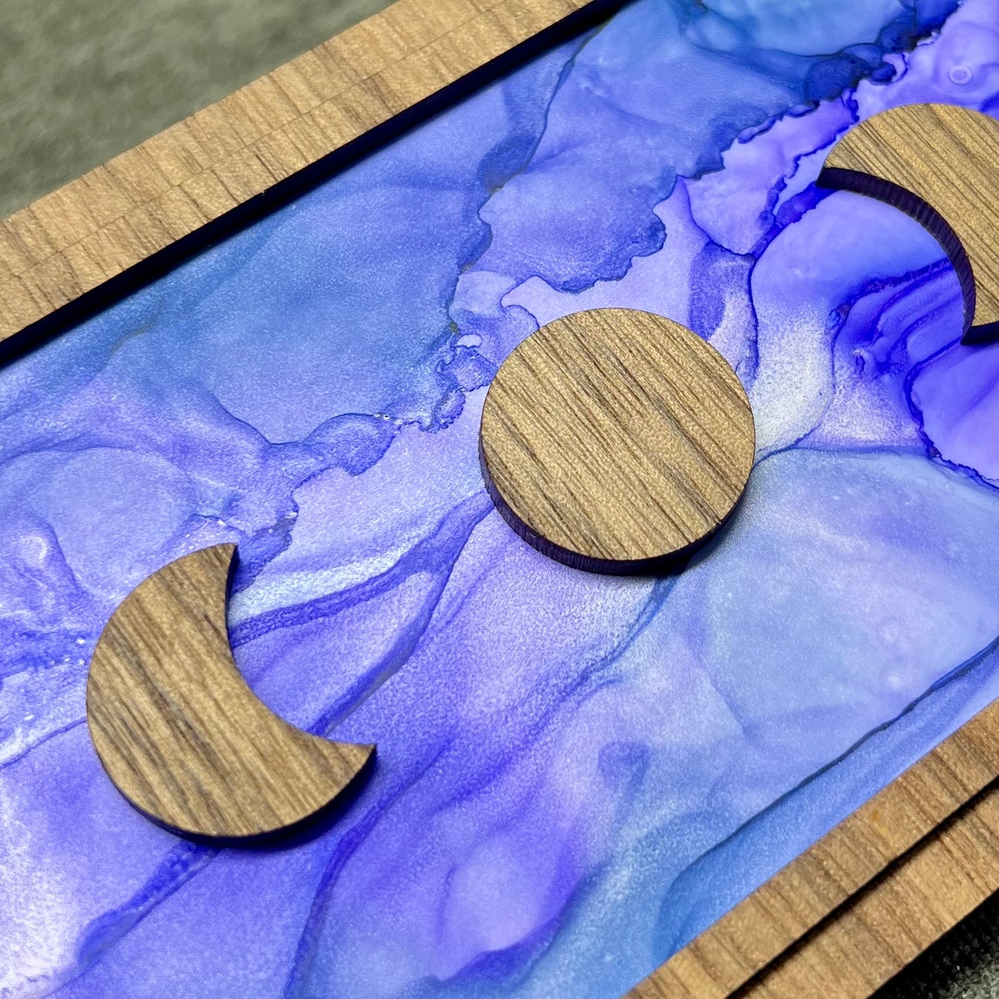 Layered Moon Phases Art- Walnut and Nebula