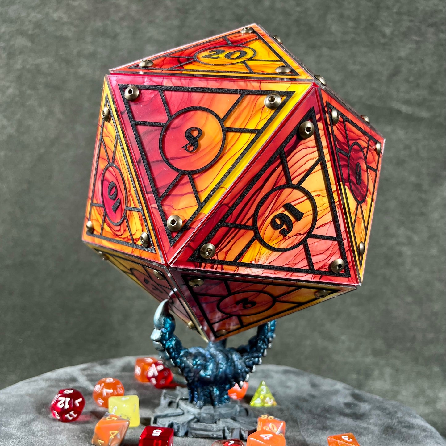 Dragon Flame: A Handpainted D20 Driftglobe Lamp