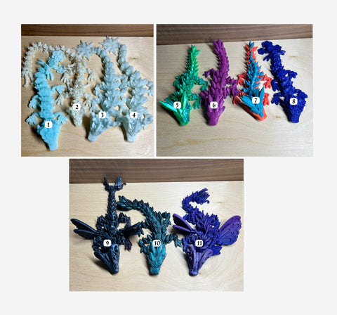 3D printed Dragons- color variety