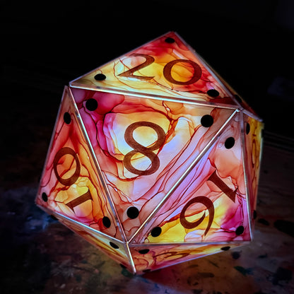 Hearth: A Handpainted D20 Driftglobe Lamp