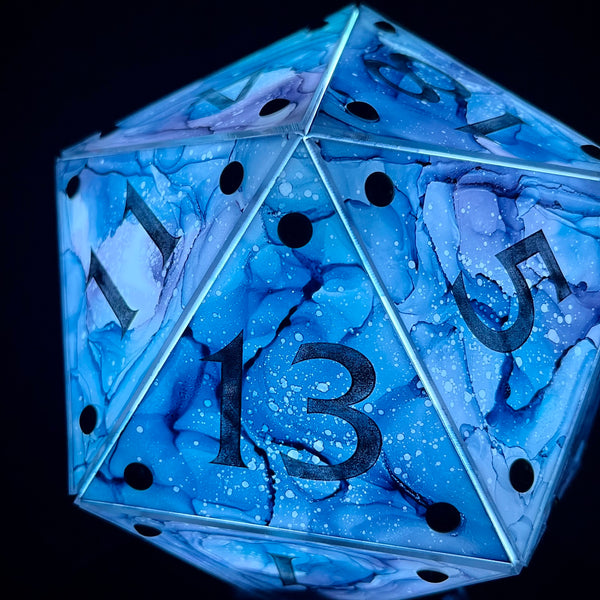Astral Projection: A Handpainted D20 Driftglobe Lamp