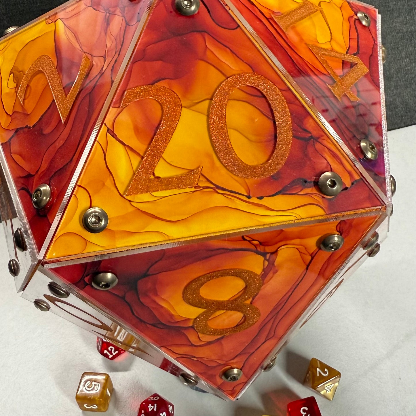 Hearth: A Handpainted D20 Driftglobe Lamp