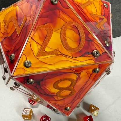 Hearth: A Handpainted D20 Driftglobe Lamp