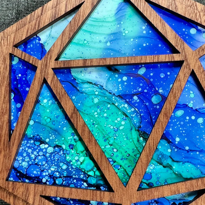 Layered D20 Art- Cedar and Shape Water