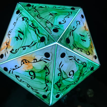 Entangle: A Handpainted D20 Driftglobe Lamp