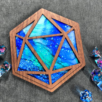 Layered D20 Art- Cedar and Shape Water