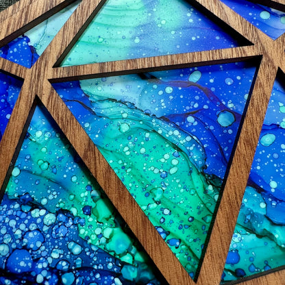 Layered D20 Art- Cedar and Shape Water