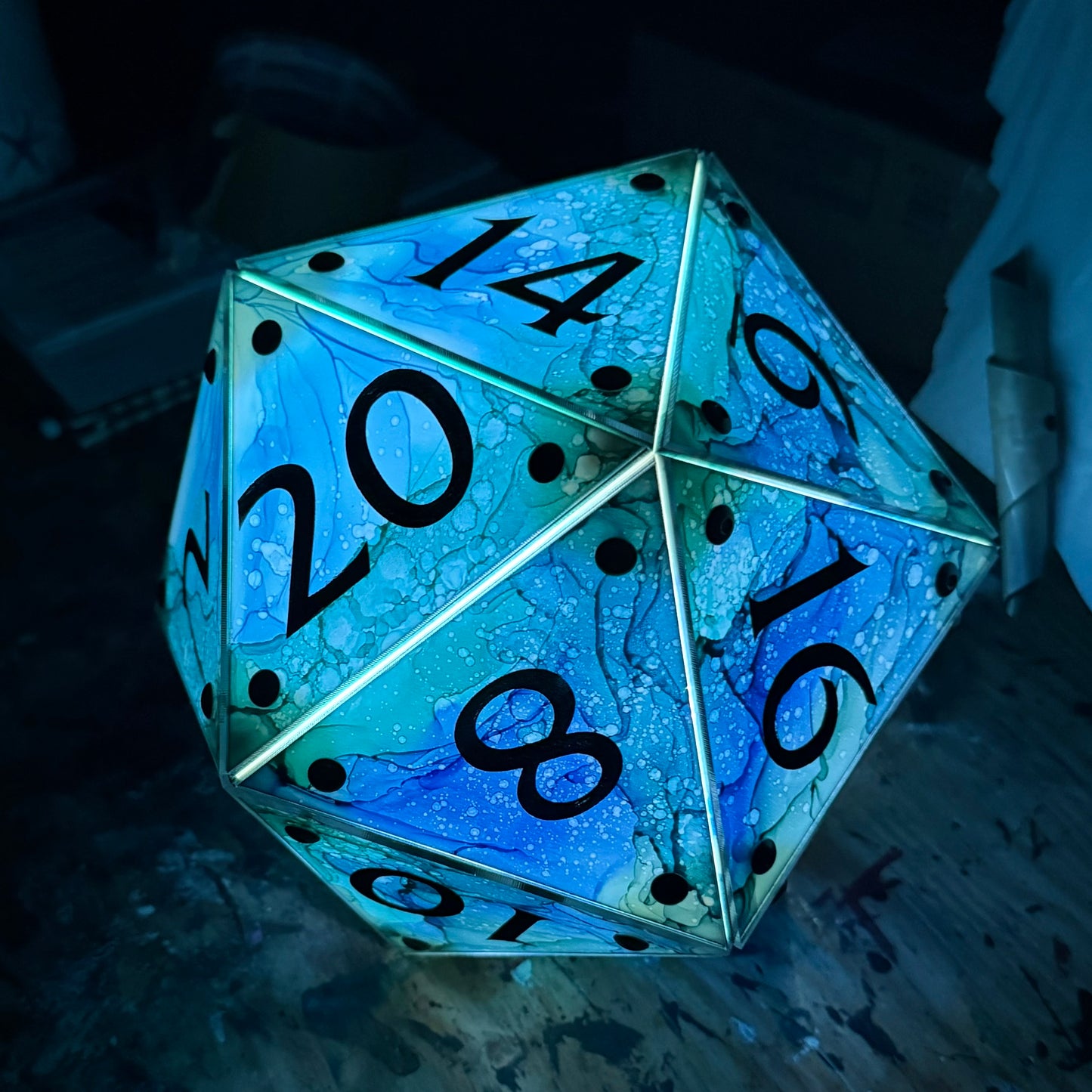 Undertow: A Handpainted D20 Driftglobe Lamp