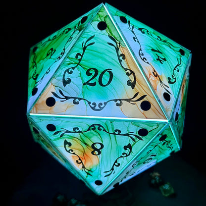 Entangle: A Handpainted D20 Driftglobe Lamp