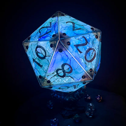 Starry Form : A Handpainted D20 Driftglobe Lamp