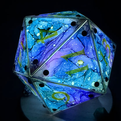 Circle of Stars: A Handpainted D20 Driftglobe Lamp
