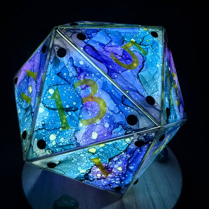 Circle of Stars: A Handpainted D20 Driftglobe Lamp