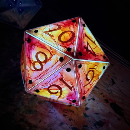 Hearth: A Handpainted D20 Driftglobe Lamp