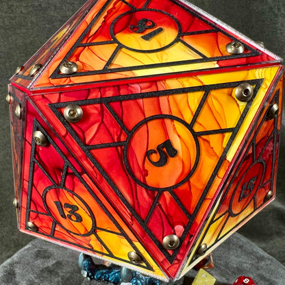 Dragon Flame: A Handpainted D20 Driftglobe Lamp