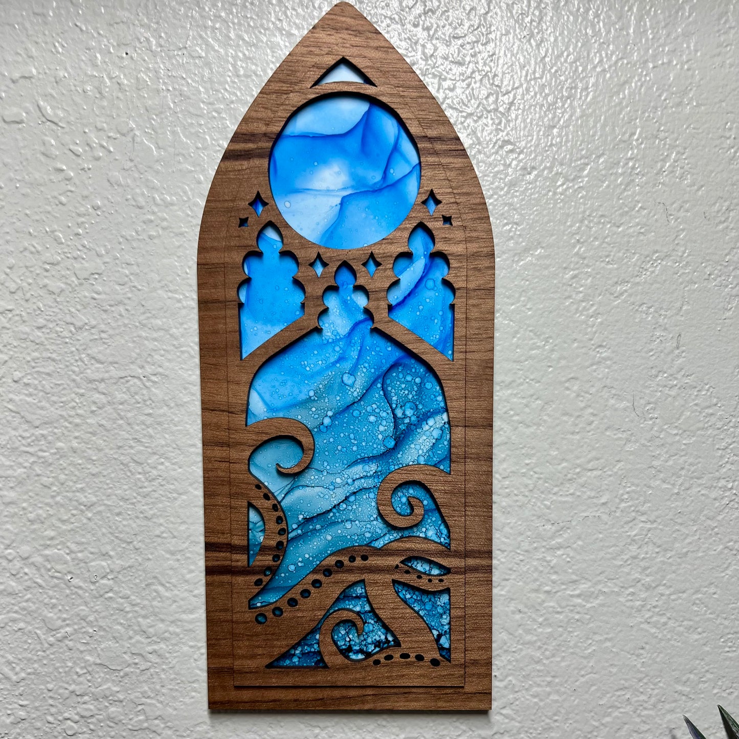Layered Eldritch Cathedral Art- Walnut and Octopus