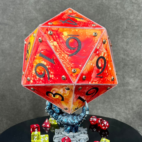 Fireball: A Handpainted D20 Driftglobe Lamp