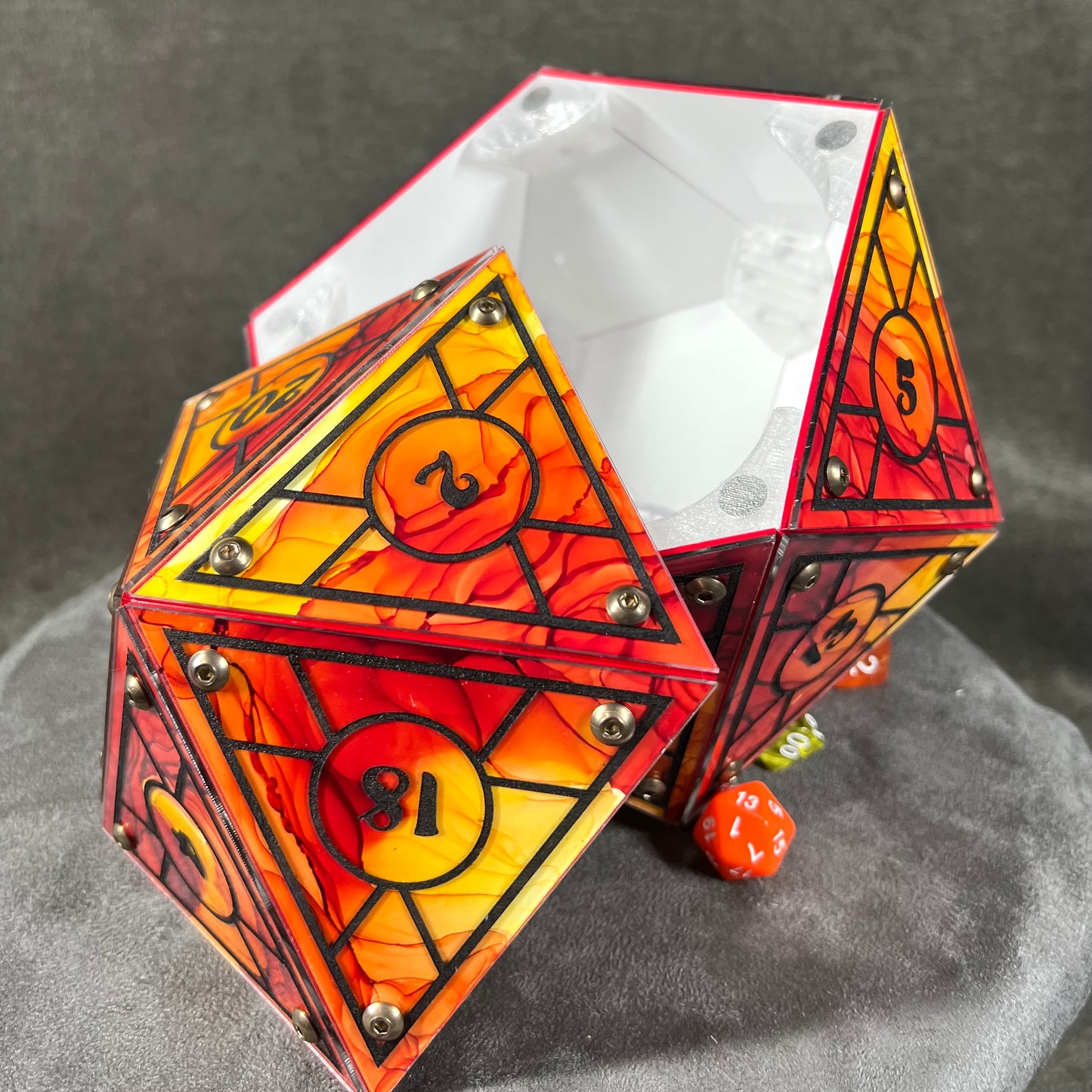 Dragon Flame: A Handpainted D20 Driftglobe Lamp