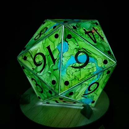 Circle of the Land: A Handpainted D20 Driftglobe Lamp