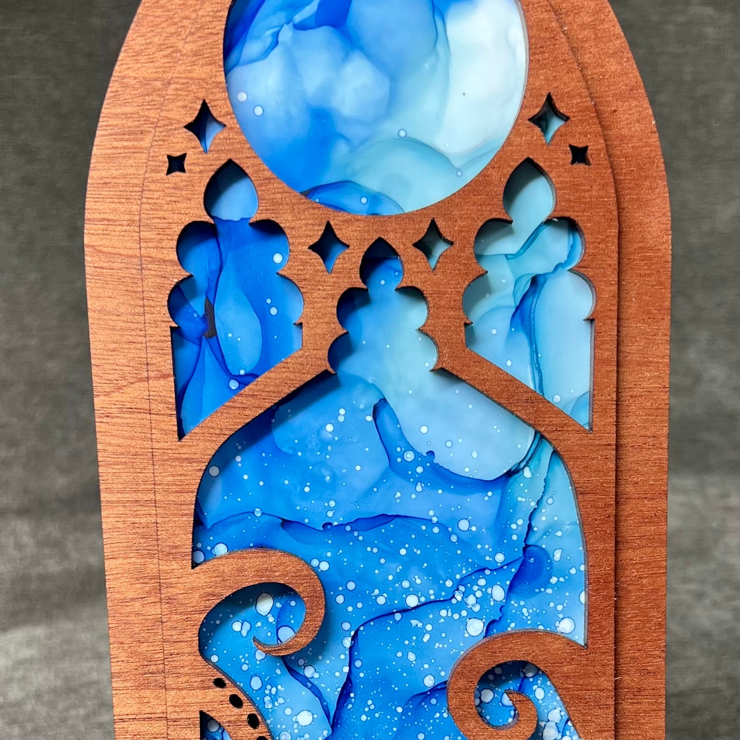 Layered Eldritch Cathedral Art- Sapele and Waves