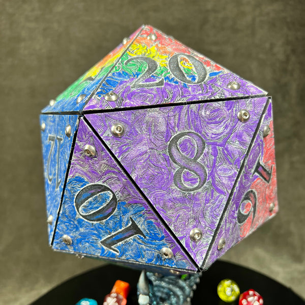 Rainbow Roses- Custom Painted Giant Storage d20